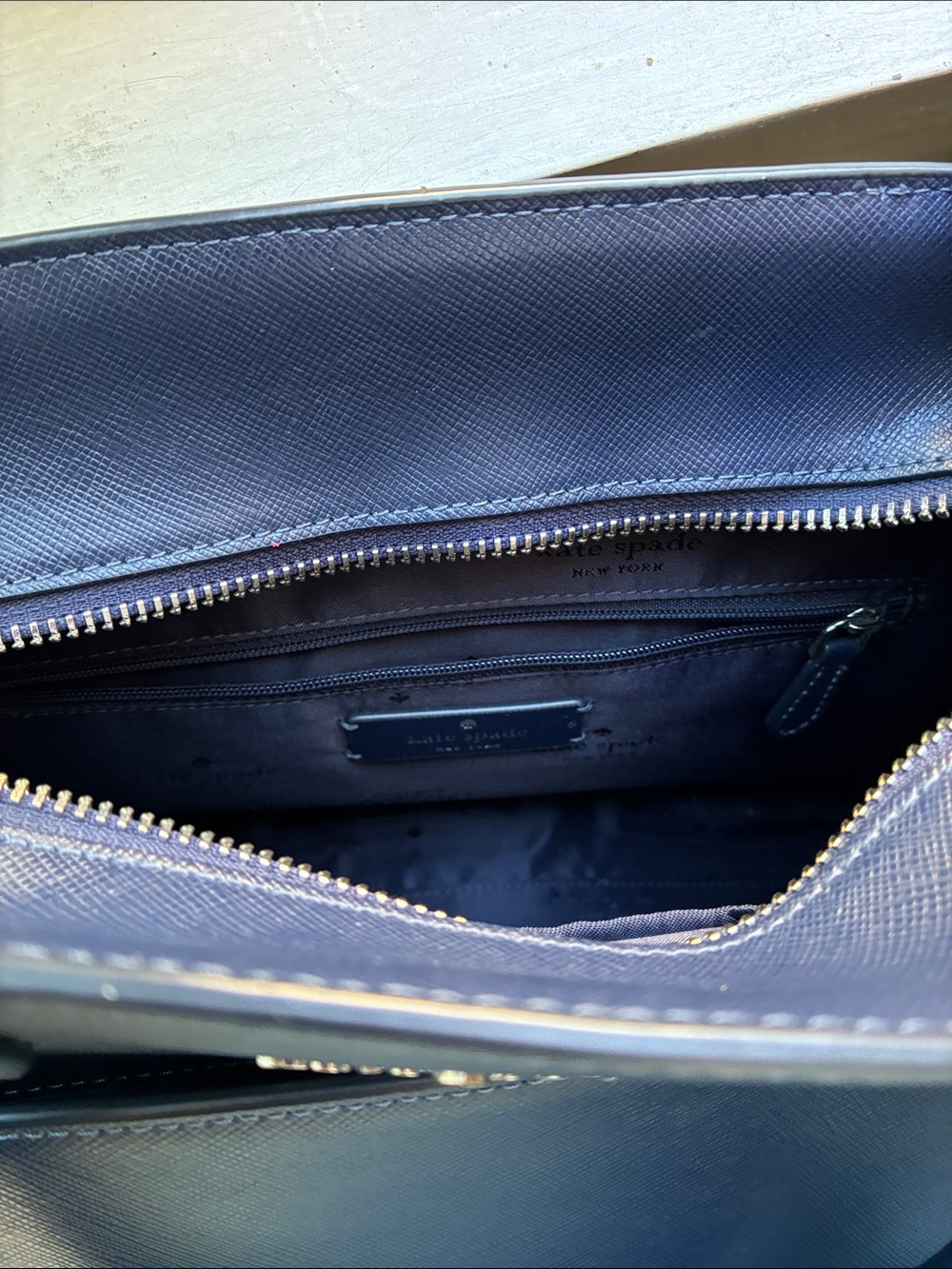 kate spade Medium Madison Navy Leather Satchel Crossbody - Picture 5 of 5